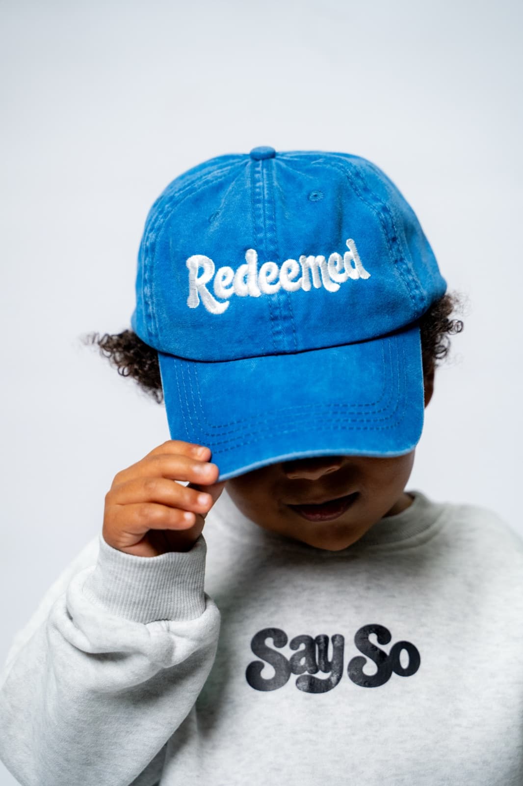 Blue Washed Redeemed Kids Cap