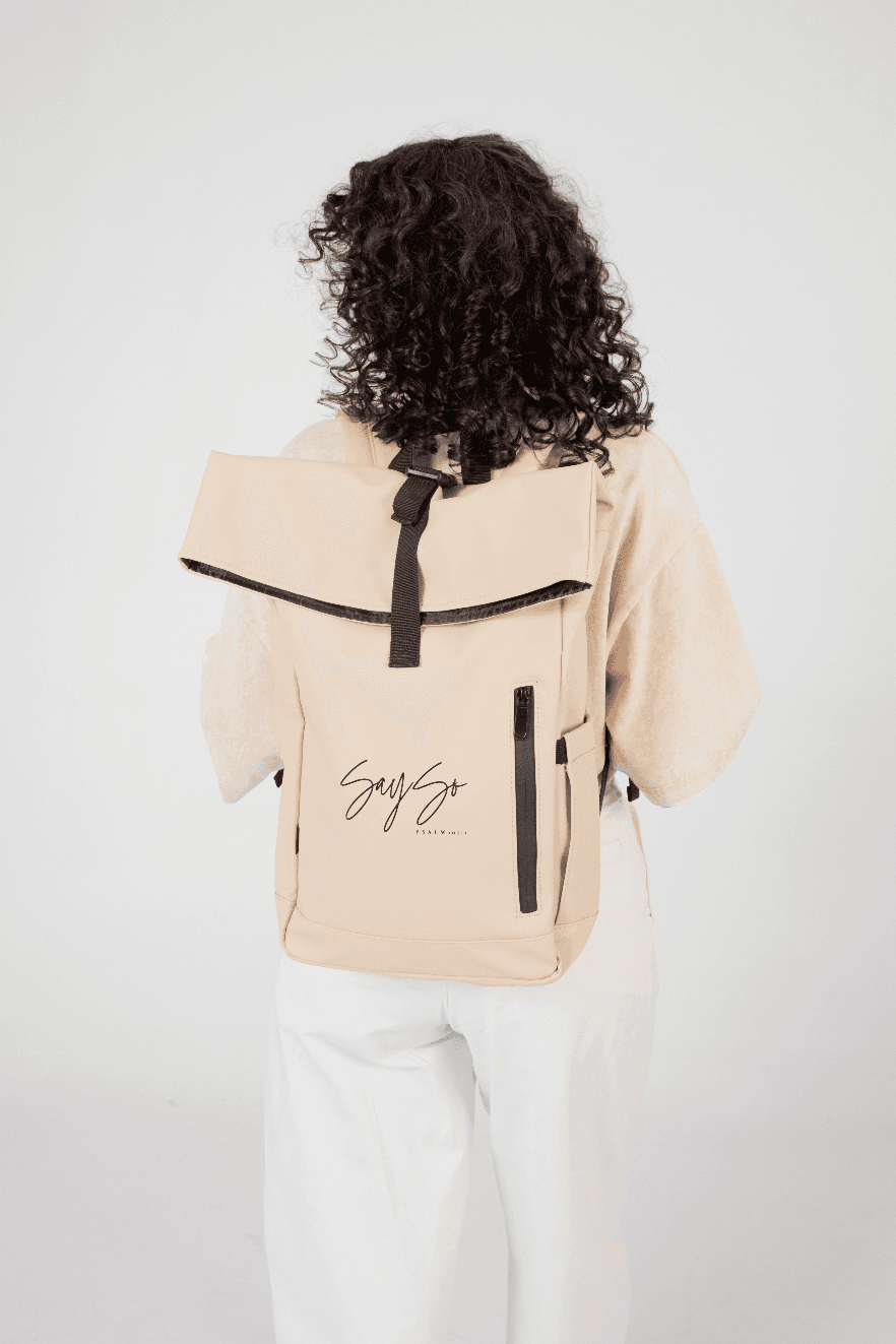 Beige Say So Laptop Bag