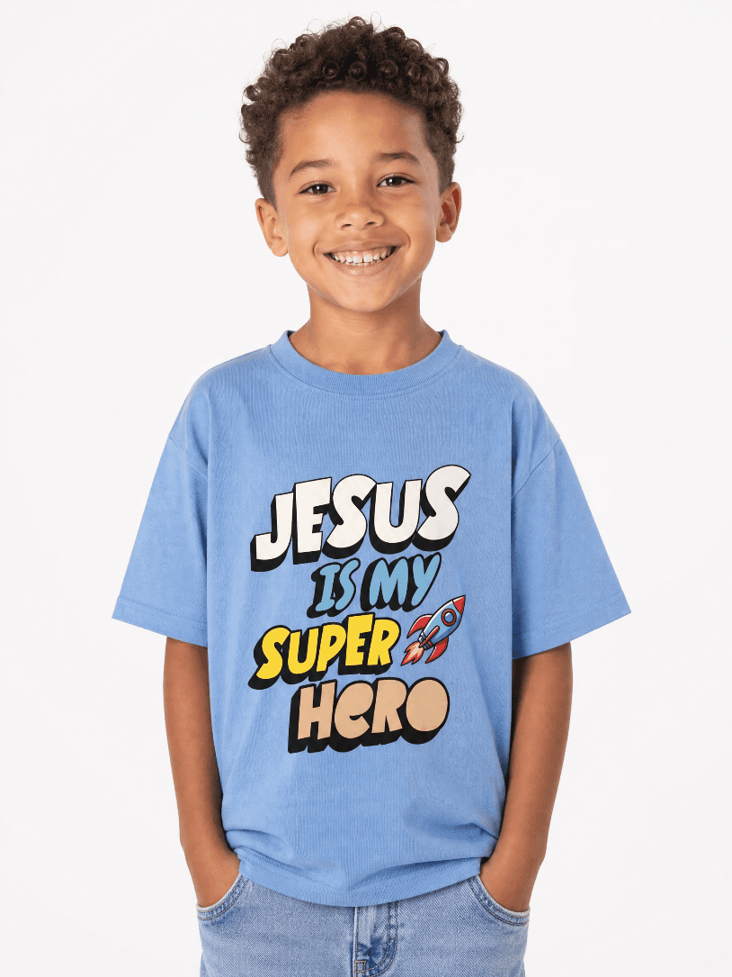 Jesus is my Superhero Blue T-shirt