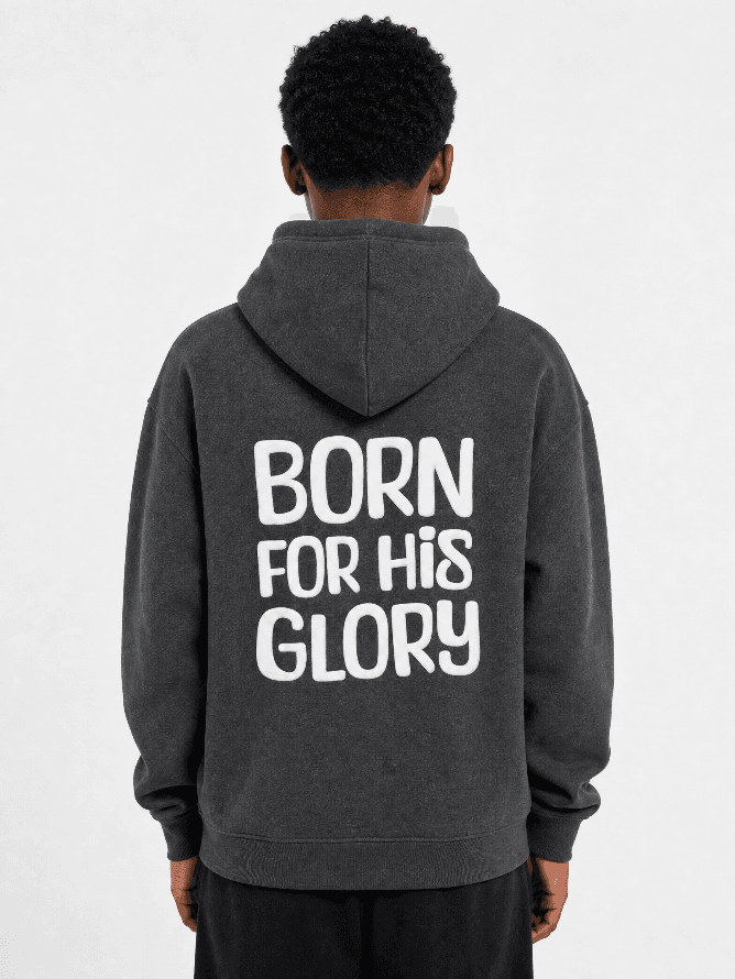 Born for His Glory Charcoal Hoodie