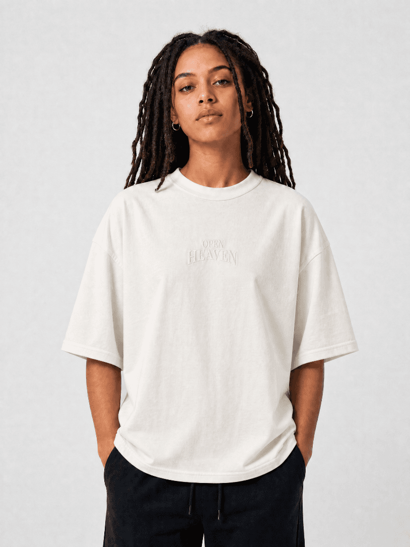 White Open Heaven T-shirt (White Embroidery)